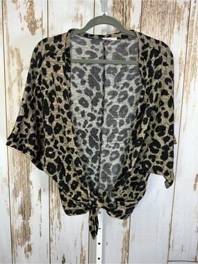 MOA USA, Leopard Print Knit Tie Cardigan. Similar to a size Small/Medium.